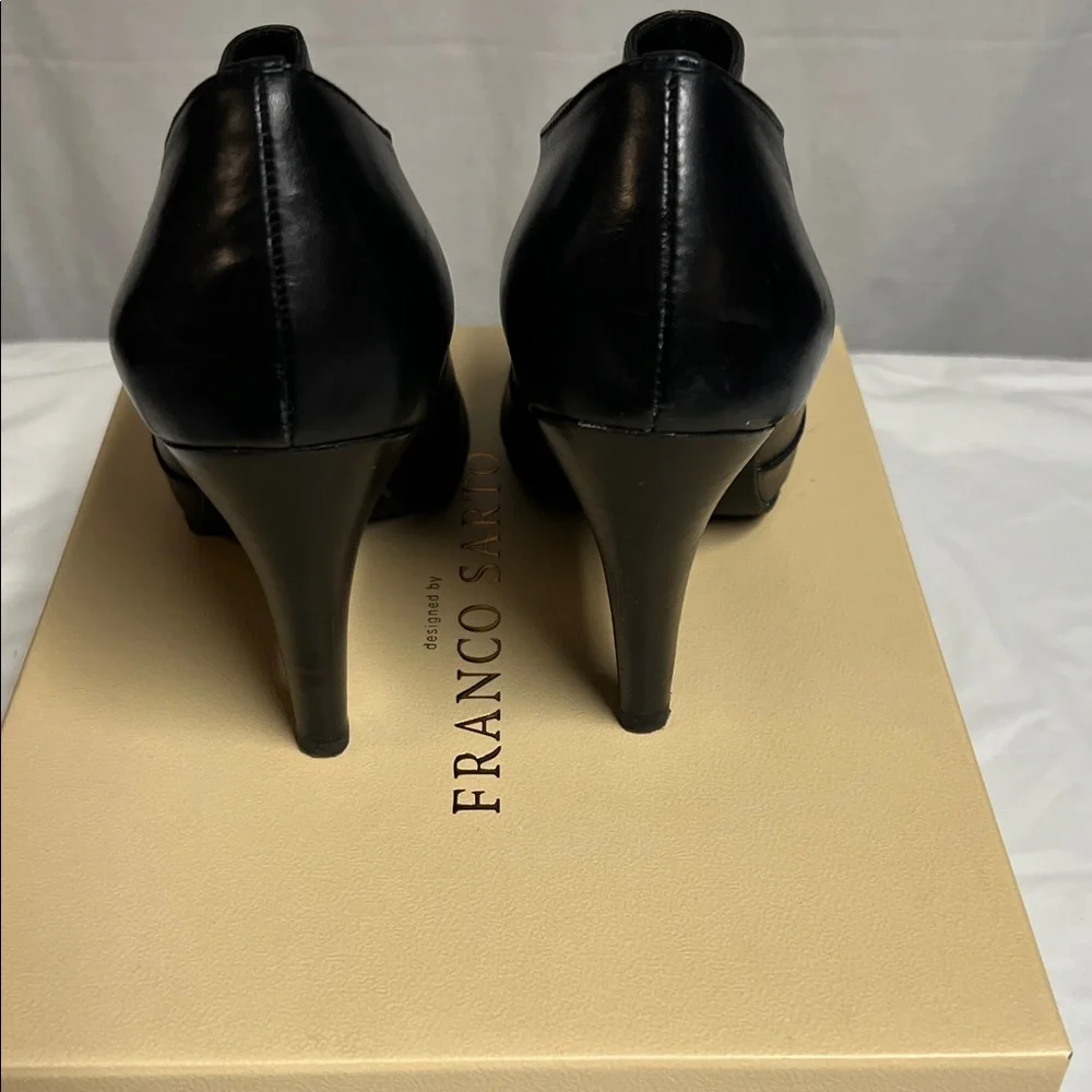 Franco Sarto L-SYNC Women's Black Derby Ankle Booties Side Zip Leather Shoes